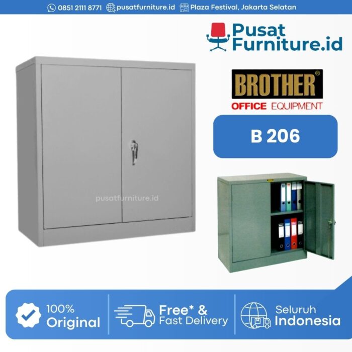 Lemari Besi Kantor Arsip Pendek Brother B-206 ALMARI 1_2 TINGGI (Rak 1 Lembar)
