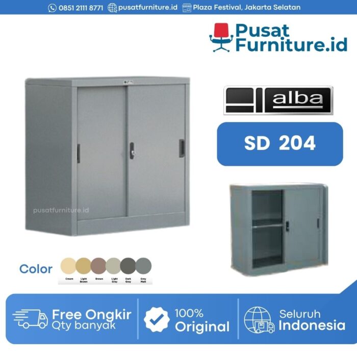 Lemari Besi Kantor Arsip Pendek Sliding Alba SD – 204 (1 Rak)