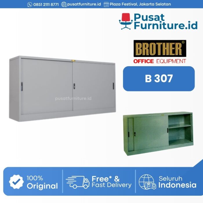 Lemari Besi Kantor Arsip Pendek Sliding Brother B-307 ALMARI 1_2 TG.PINTU DORONG PANJANG