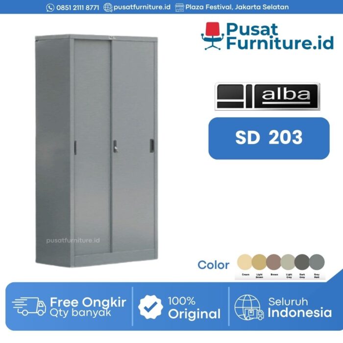 Lemari Besi Kantor Arsip Tinggi Sliding Alba SD – 203 (3 Rak)